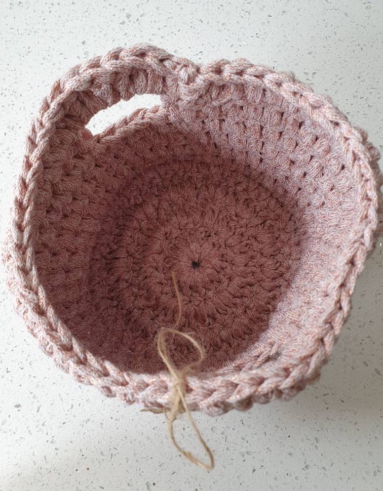Handmade Crochet Basket (Pink)