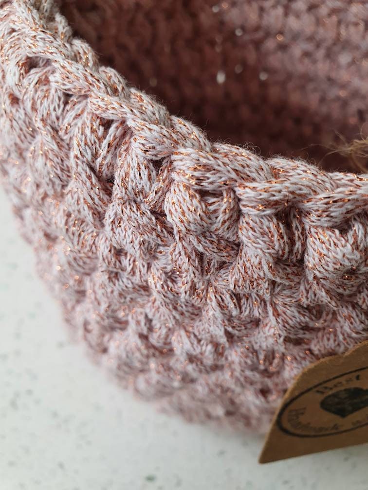 Handmade Crochet Basket (Pink)