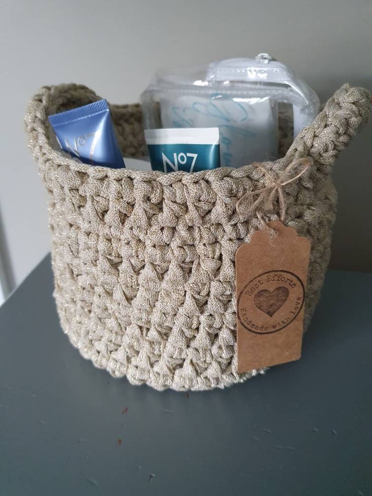 Handmade Crochet Basket (Pink)