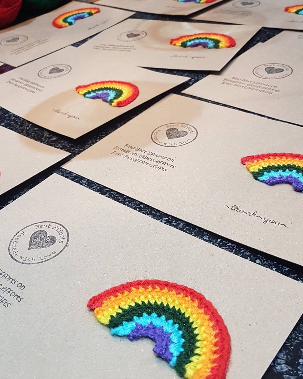 Thank You Crochet Rainbow Card